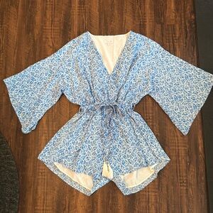 Trusting In You Printed Blue Dress Romper